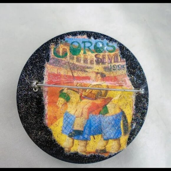 Big Flower Brooch Pin - Scarf Slide with Rainbow Rhinestones - Handmade OOAK - Picture 6 of 12